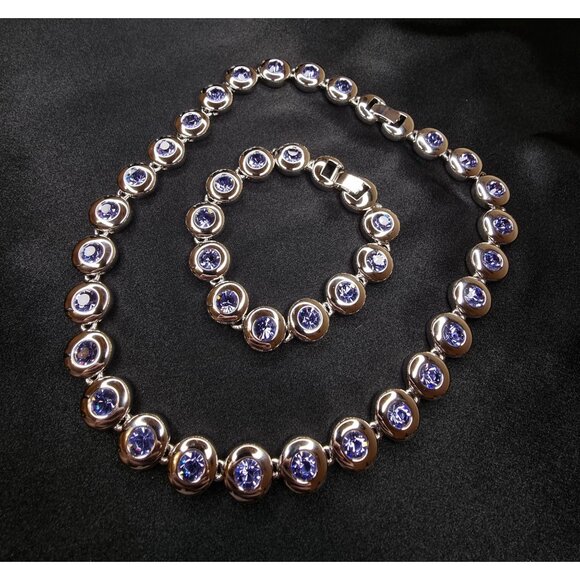 Vintage Nolan Miller 1999 Glamour Collection Silver-Tone Necklace & Bracelet Set - Picture 5 of 7